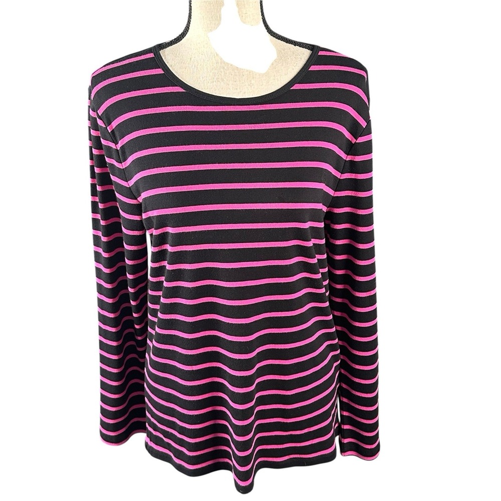 Ralph Lauren Sweater Shirt Womens XL  Black Pink Zip Shoulder Faux Leather